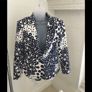 Trina Turk Navy + White Floral Print Blazer
